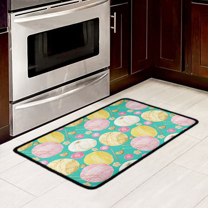 Watercolor Yarn Pattern Print Kitchen Mat