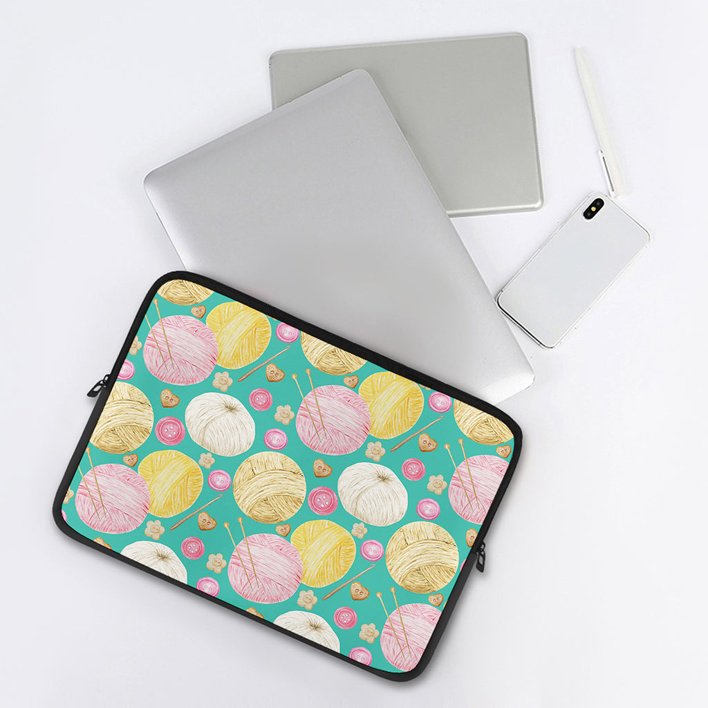 Watercolor Yarn Pattern Print Laptop Sleeve