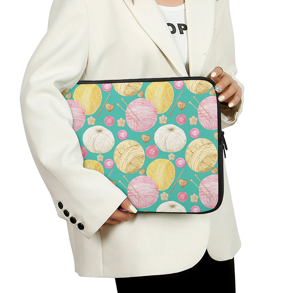 Watercolor Yarn Pattern Print Laptop Sleeve