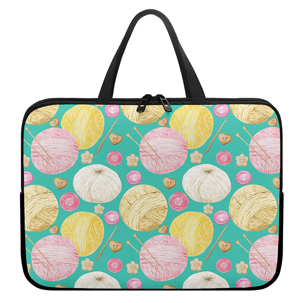 Watercolor Yarn Pattern Print Laptop Sleeve With Handle