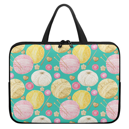 Watercolor Yarn Pattern Print Laptop Sleeve With Handle