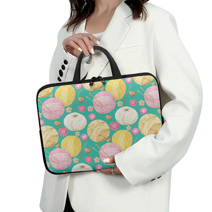 Watercolor Yarn Pattern Print Laptop Sleeve With Handle