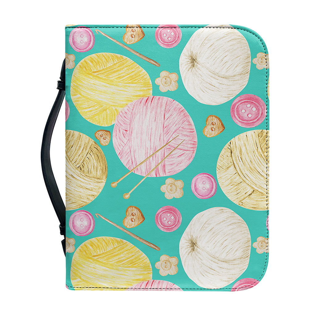 Watercolor Yarn Pattern Print Leather Bible Cover