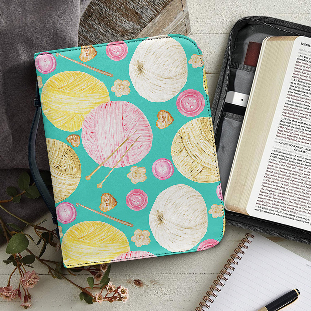 Watercolor Yarn Pattern Print Leather Bible Cover