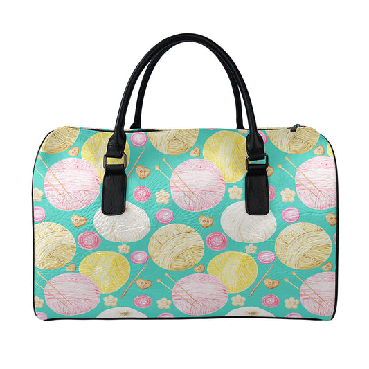 Watercolor Yarn Pattern Print Leather Duffle Bag