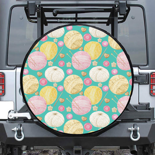 Watercolor Yarn Pattern Print Leather Spare Tire Cover