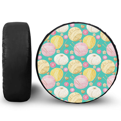 Watercolor Yarn Pattern Print Leather Spare Tire Cover