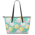 Watercolor Yarn Pattern Print Leather Tote Bag With Zipper