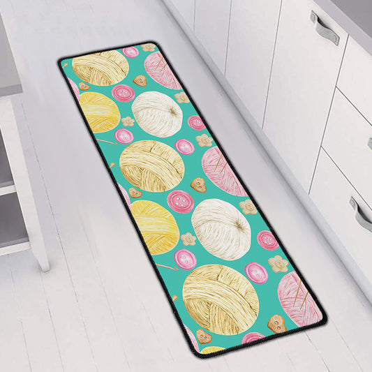 Watercolor Yarn Pattern Print Long Kitchen Mat