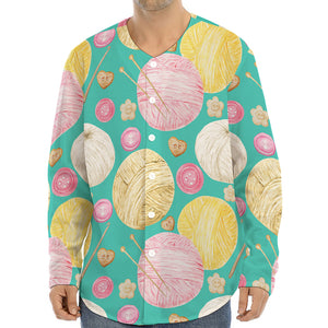 Watercolor Yarn Pattern Print Long Sleeve Baseball Jersey