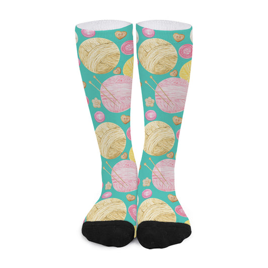 Watercolor Yarn Pattern Print Long Socks
