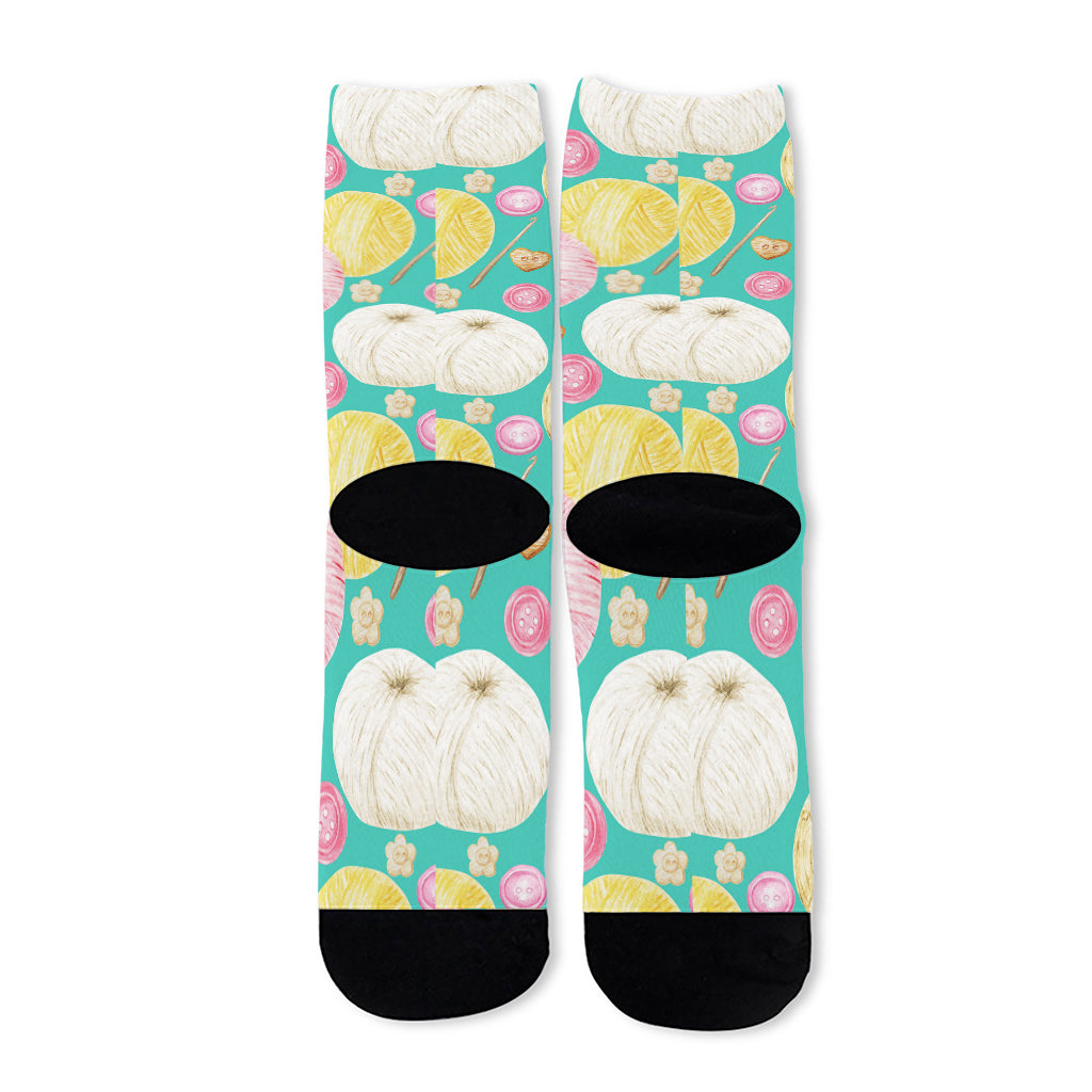 Watercolor Yarn Pattern Print Long Socks