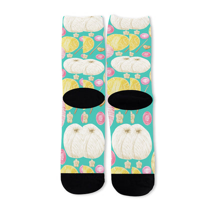 Watercolor Yarn Pattern Print Long Socks