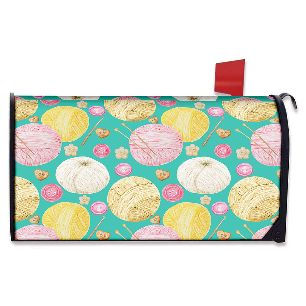 Watercolor Yarn Pattern Print Mailbox Cover