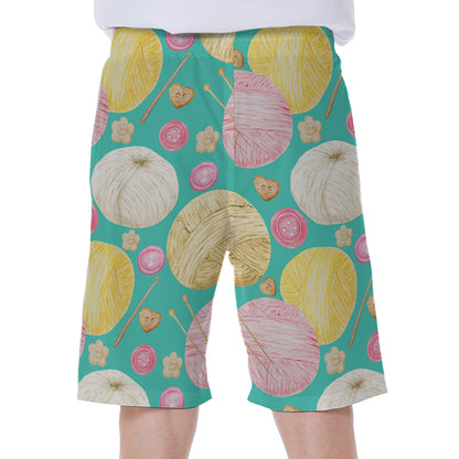 Watercolor Yarn Pattern Print Men's Beach Shorts