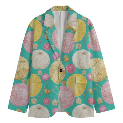 Watercolor Yarn Pattern Print Men's Blazer