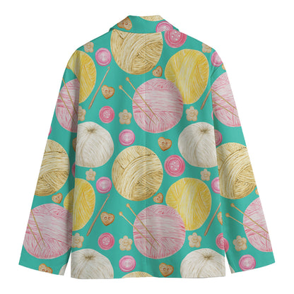 Watercolor Yarn Pattern Print Men's Blazer