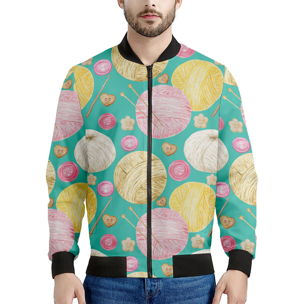 Watercolor Yarn Pattern Print Men's Bomber Jacket