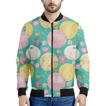 Watercolor Yarn Pattern Print Men's Bomber Jacket