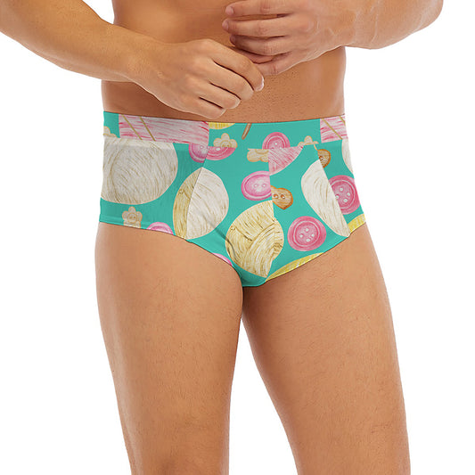 Watercolor Yarn Pattern Print Men's Briefs
