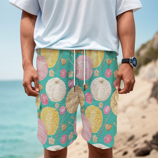 Watercolor Yarn Pattern Print Men's Cargo Shorts