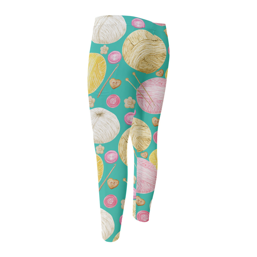 Watercolor Yarn Pattern Print Men's Compression Pants