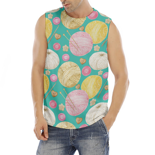 Watercolor Yarn Pattern Print Men's Fitness Tank Top