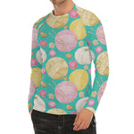 Watercolor Yarn Pattern Print Men's Long Sleeve Rash Guard