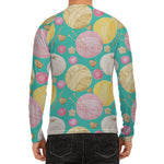 Watercolor Yarn Pattern Print Men's Long Sleeve Rash Guard