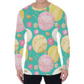 Watercolor Yarn Pattern Print Men's Long Sleeve T-Shirt