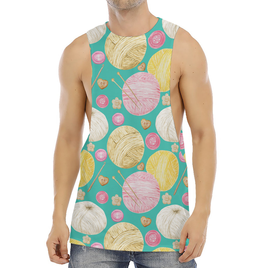 Watercolor Yarn Pattern Print Men's Muscle Tank Top