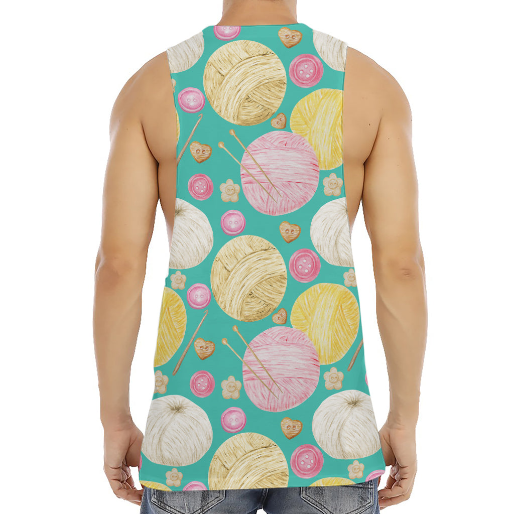 Watercolor Yarn Pattern Print Men's Muscle Tank Top