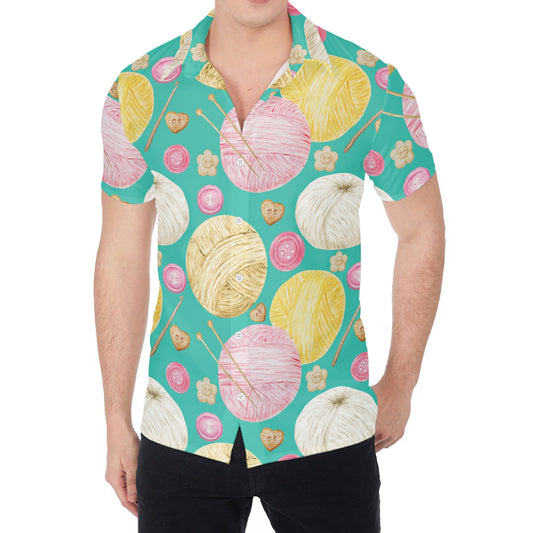 Watercolor Yarn Pattern Print Men's Shirt