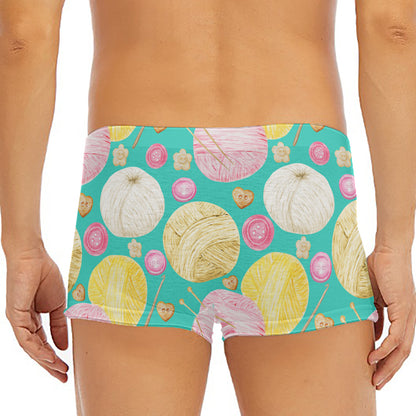 Watercolor Yarn Pattern Print Men's Short Boxer Briefs