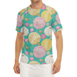 Watercolor Yarn Pattern Print Men's Short Sleeve Rash Guard