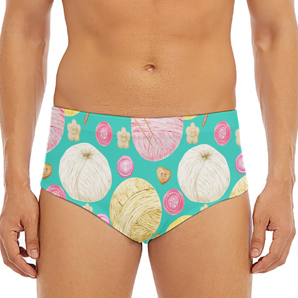 Watercolor Yarn Pattern Print Men's Triangle Swim Briefs