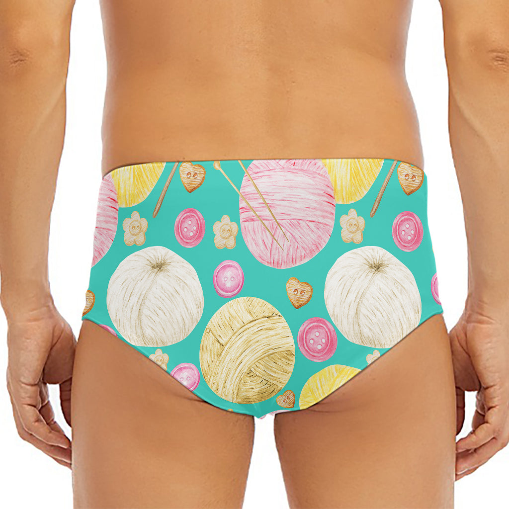 Watercolor Yarn Pattern Print Men's Triangle Swim Briefs