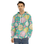 Watercolor Yarn Pattern Print Men's Velvet Pullover Hoodie