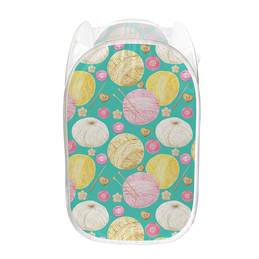 Watercolor Yarn Pattern Print Mesh Laundry Hamper