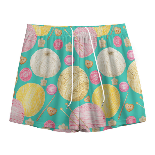 Watercolor Yarn Pattern Print Mesh Shorts