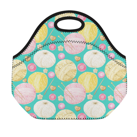 Watercolor Yarn Pattern Print Neoprene Lunch Bag