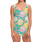 Watercolor Yarn Pattern Print One Piece Swimsuit