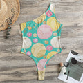 Watercolor Yarn Pattern Print One Shoulder Bodysuit