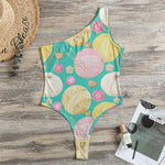 Watercolor Yarn Pattern Print One Shoulder Bodysuit