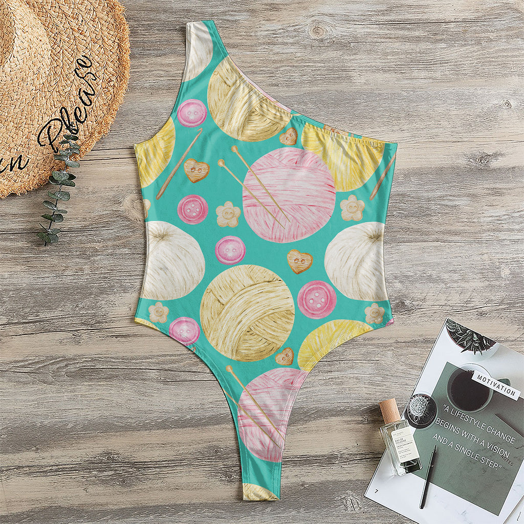 Watercolor Yarn Pattern Print One Shoulder Bodysuit
