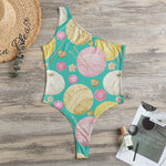 Watercolor Yarn Pattern Print One Shoulder Bodysuit