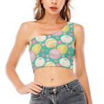 Watercolor Yarn Pattern Print One Shoulder Crop Top