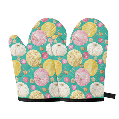 Watercolor Yarn Pattern Print Oven Mitts
