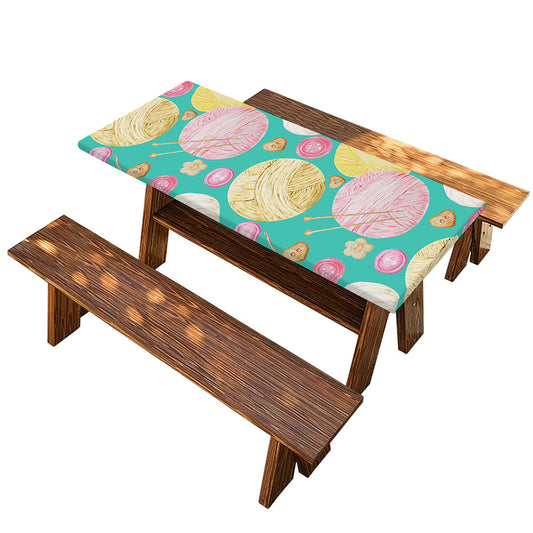 Watercolor Yarn Pattern Print Picnic Table Cover
