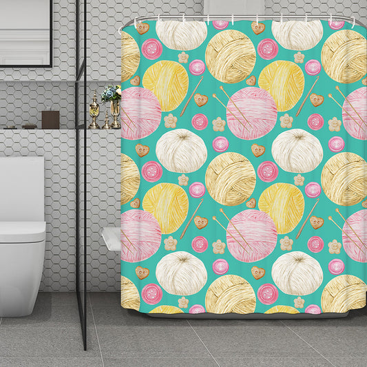 Watercolor Yarn Pattern Print Polyester Shower Curtain